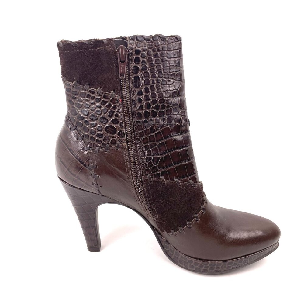 Gianni Bini Brown Patchwork Ankle Boots – Size 7.5M, 3.75” Heel - Picture 6 of 12